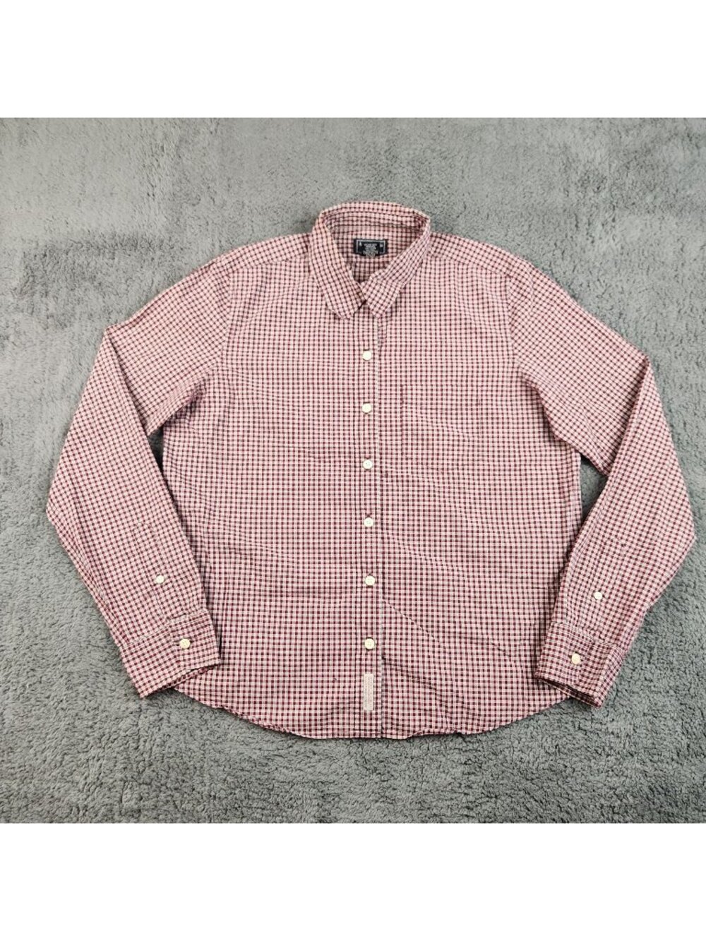Abercrombie & Fitch Button Shirt Mens Medium Long Sleeve Red White Gingham Plaid
